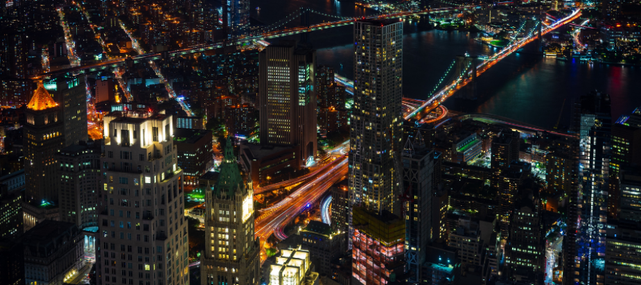 NYC skyline at night