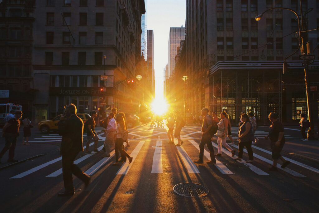 NYC skyline sunlight Manhattanhenge